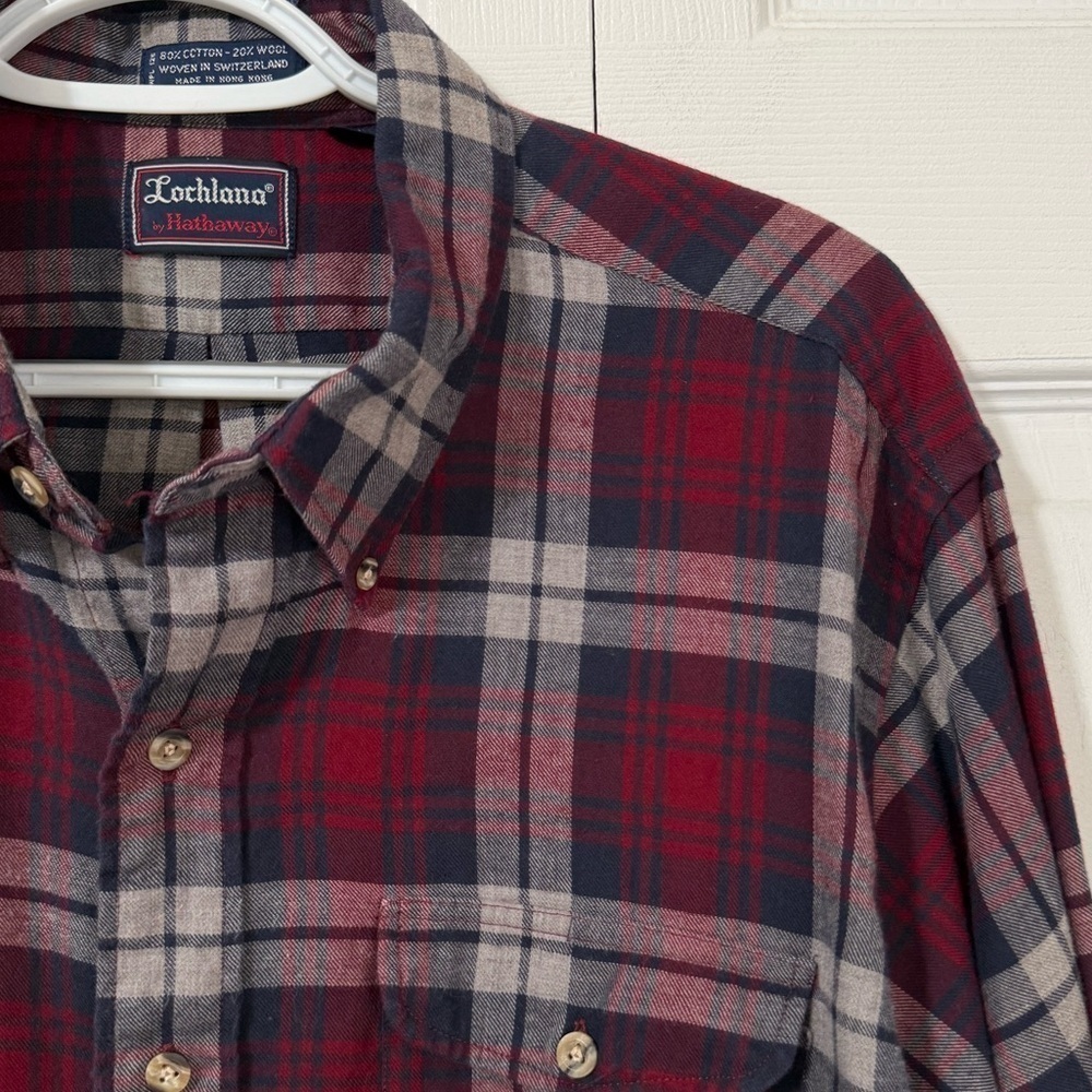 Lochlana By Hathaway Men’s Wool Blend Plaid Long Sleeve Button Up Shirt Size XL - Picture 10 of 11